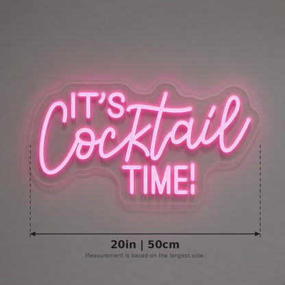 It's Cocktail Time LED Neon Sign - size guide