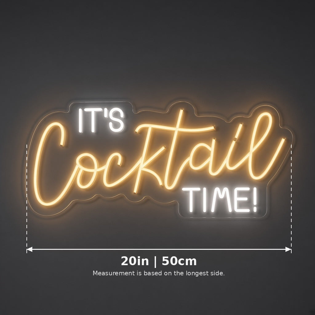 It's Cocktail Time LED Neon Sign - size guide