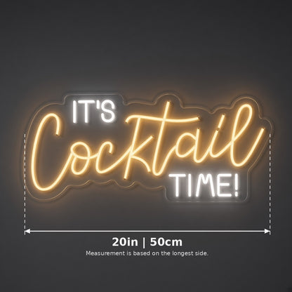 It's Cocktail Time LED Neon Sign - size guide