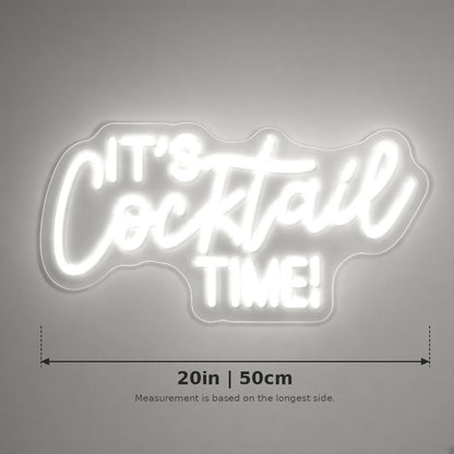 It's Cocktail Time LED Neon Sign - size guide