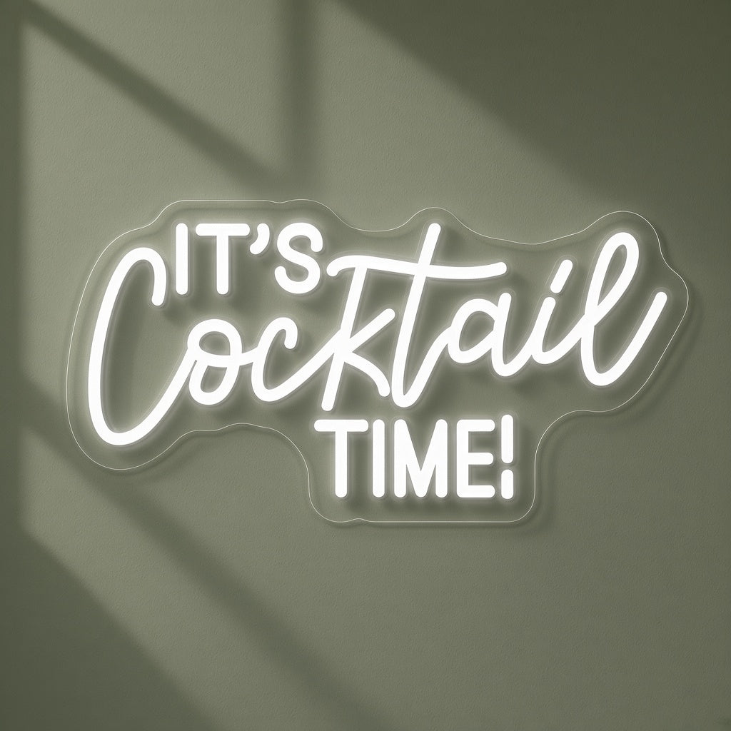 It's Cocktail Time LED Neon Sign - natural light view