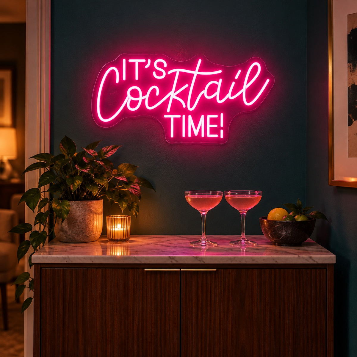 It's Cocktail Time LED Neon Sign - advertising view