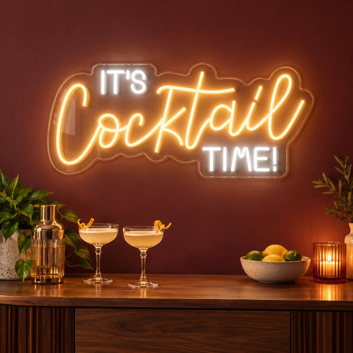 It's Cocktail Time LED Neon Sign - advertising view