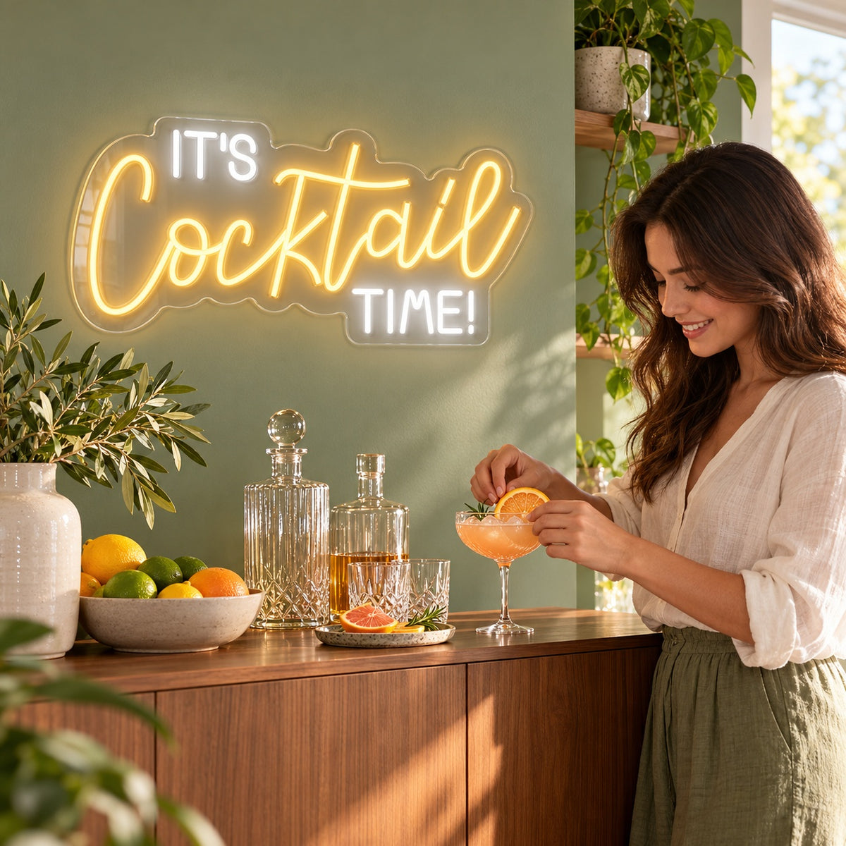 It's Cocktail Time LED Neon Sign - lifestyle view