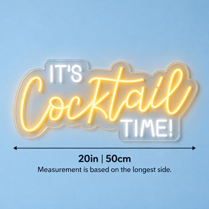 It's Cocktail Time LED Neon Sign - size guide