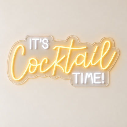 It's Cocktail Time LED Neon Sign - natural light view