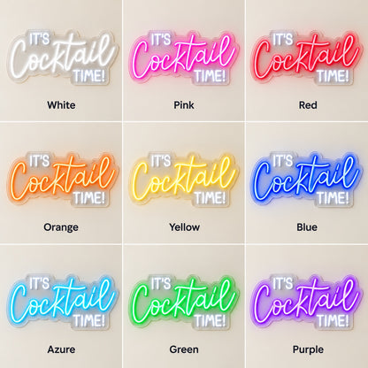 It's Cocktail Time LED Neon Sign - nine-color grid
