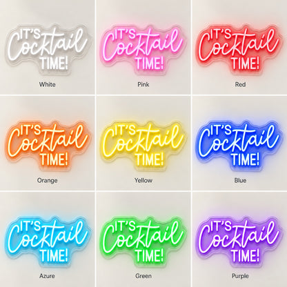 It's Cocktail Time! LED Neon Sign - nine-color grid