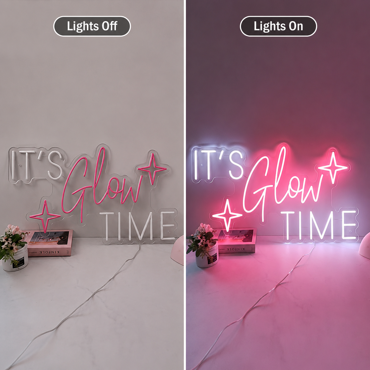 It S Glow Time Wall Decor LED Neon Sign - 06 Day Night Comparison