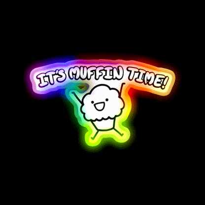 It S Muffin Time Cute Cartoon Snack Food Led Neon Sign Rgb Color - LED neon sign close-up detail