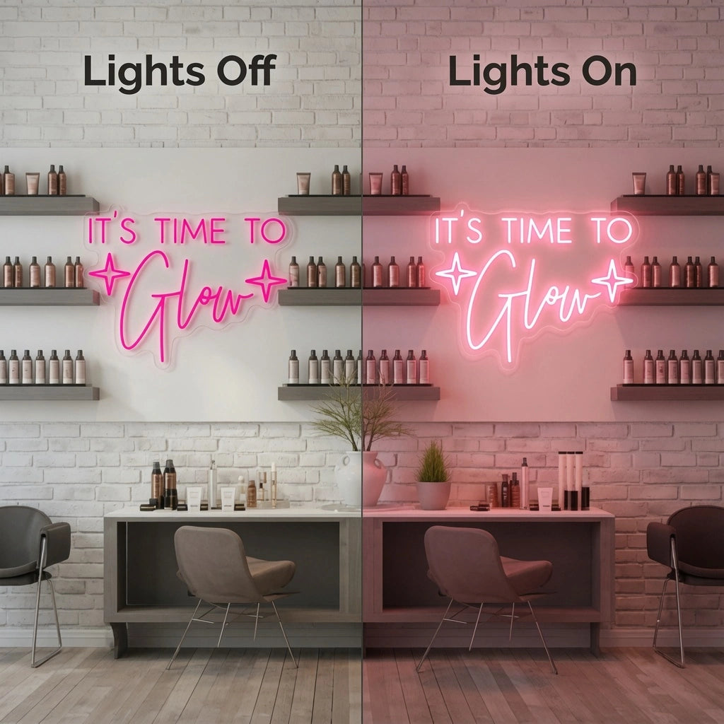 It S Time To Grow Wall Decor LED Neon Sign - 06 Day Night Comparison
