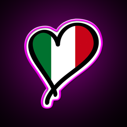 Italian Flag Heart Premium Fast Food Led Neon Sign For Burger Place Rgb Color
