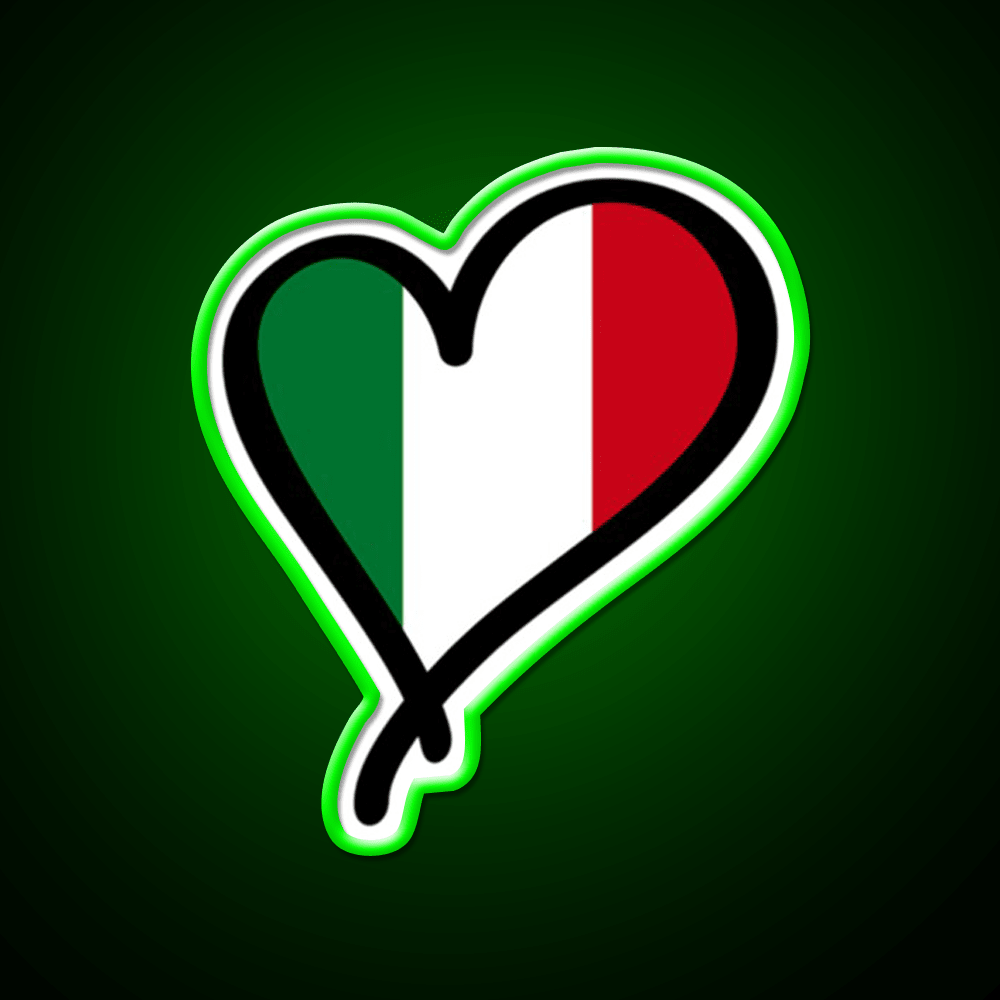 Italian Flag Heart Premium Fast Food Led Neon Sign For Burger Place Rgb Color - Shineneon