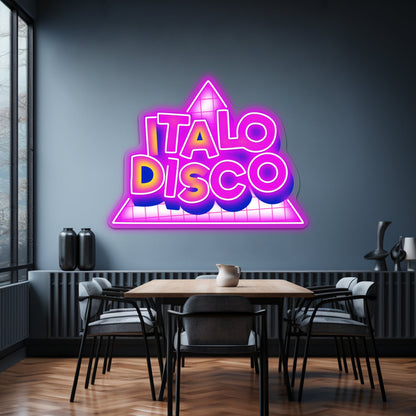 Italo Disco Original Art Synth Pop Shirt Artwork Room Lights Neon - Shineneon