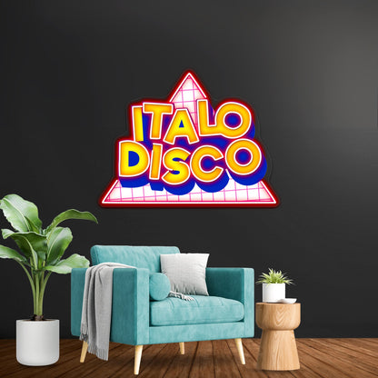 Italo Disco Original Art Synth Pop Shirt Artwork Room Lights Neon - Shineneon