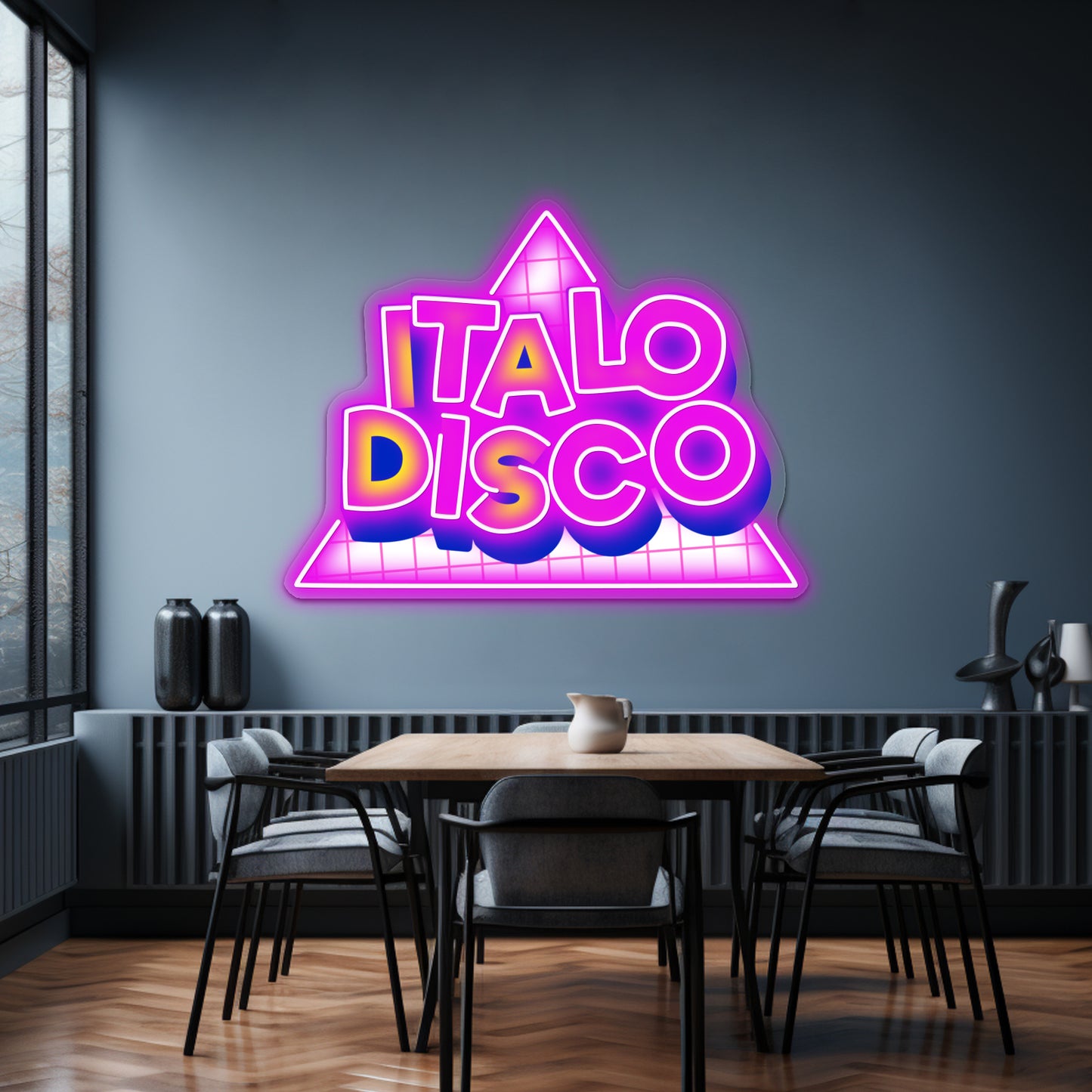 Italo Disco Original Art Synth Pop Shirt Artwork Room Lights Neon