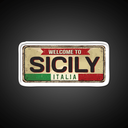 Italy Sicily Vintage Welcome Led Neon Sign Open Sign Rgb Color - Shineneon