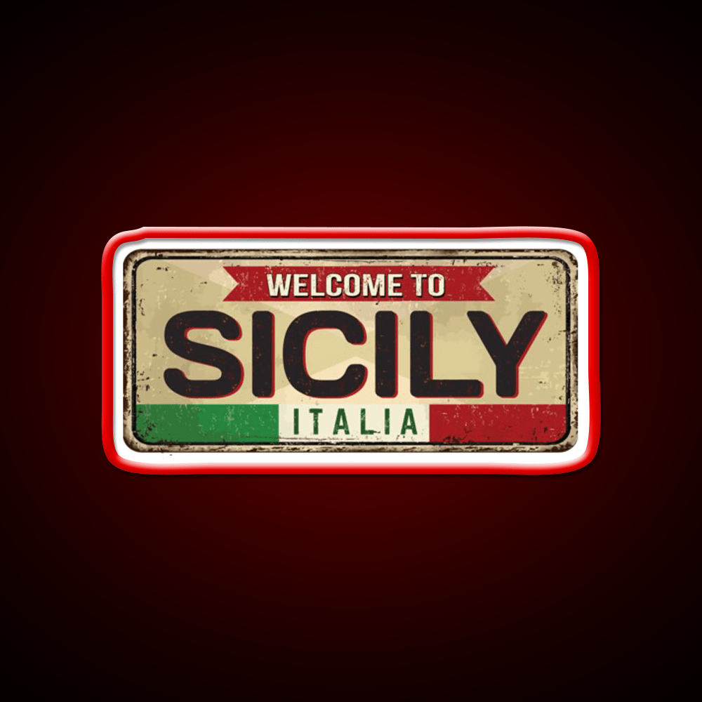 Italy Sicily Vintage Welcome Led Neon Sign Open Sign Rgb Color - Shineneon