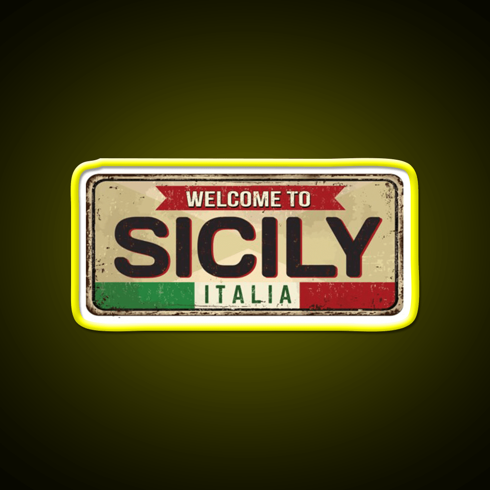 Italy Sicily Vintage Welcome Led Neon Sign Open Sign Rgb Color - Shineneon