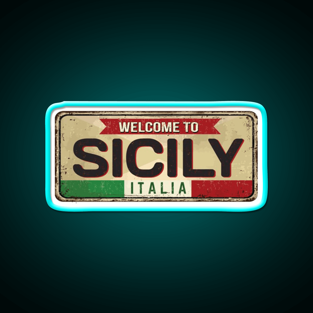 Italy Sicily Vintage Welcome Led Neon Sign Open Sign Rgb Color - Shineneon