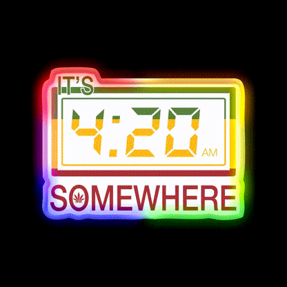 Its 420 Somewhere Hemp Inspired Green Leaf Led Neon Sign Rgb Color - LED neon sign close-up detail