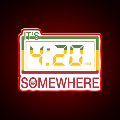 Its 420 Somewhere Hemp Inspired Green Leaf Led Neon Sign Rgb Color - Shineneon