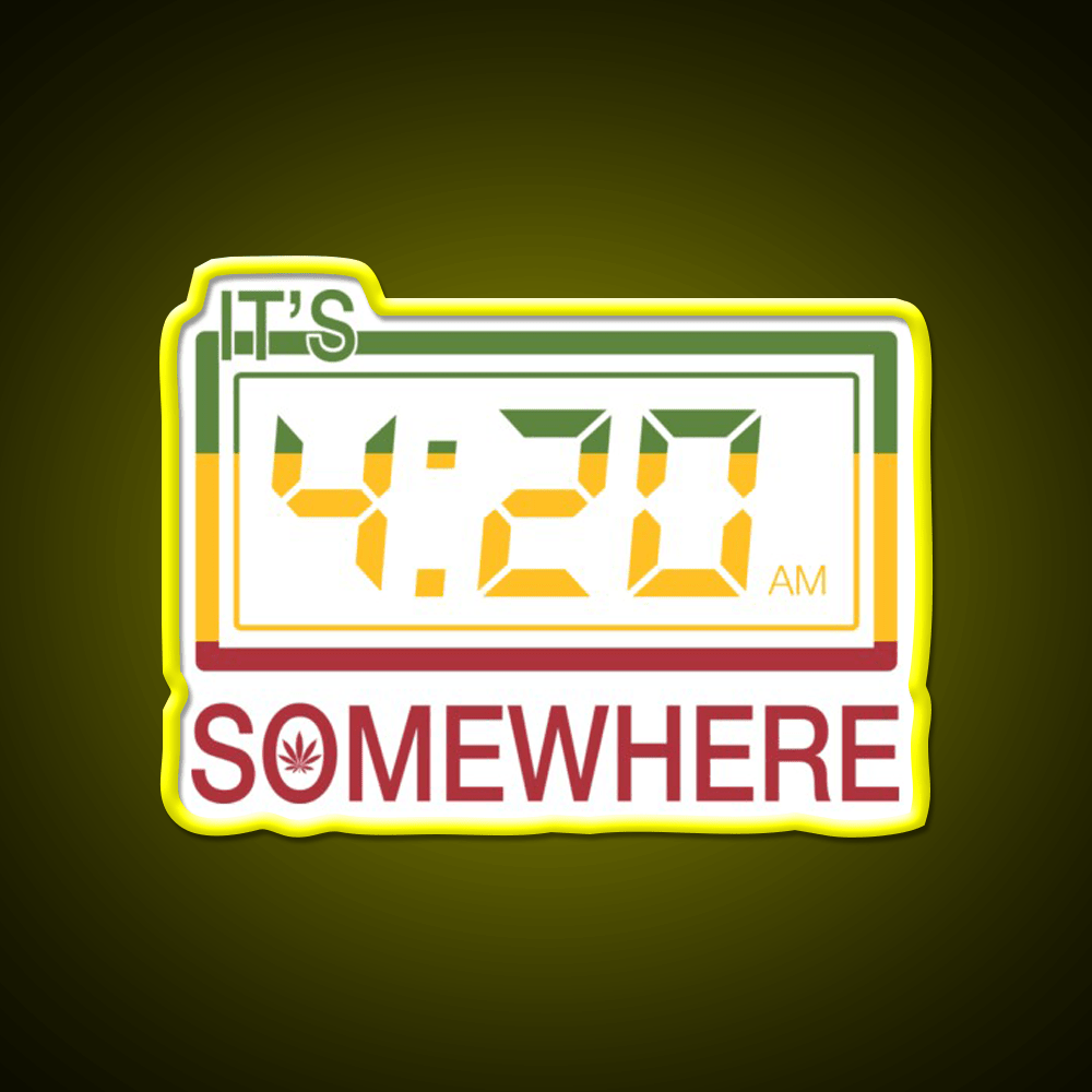 Its 420 Somewhere Hemp Inspired Green Leaf Led Neon Sign Rgb Color - Shineneon