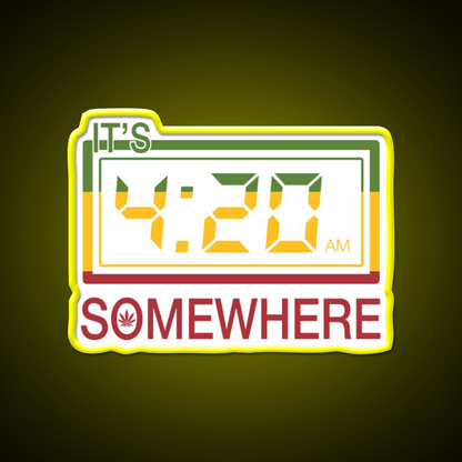 Its 420 Somewhere Hemp Inspired Green Leaf Led Neon Sign Rgb Color - Shineneon