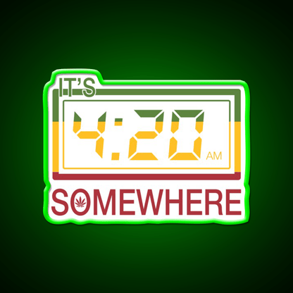 Its 420 Somewhere Hemp Inspired Green Leaf Led Neon Sign Rgb Color - Shineneon