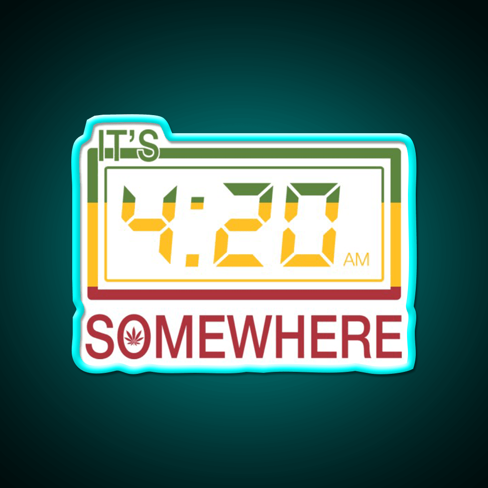 Its 420 Somewhere Hemp Inspired Green Leaf Led Neon Sign Rgb Color - Shineneon