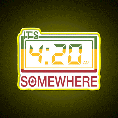 Its 420 Somewhere Hemp Inspired Green Leaf Led Neon Sign Rgb Color - Custom LED neon sign front view