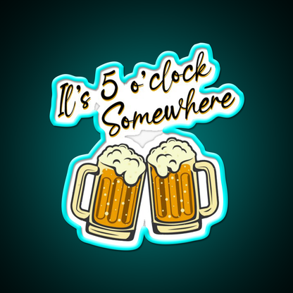 Its 5 Oclock Somewhere Cocktail Bar Decor Led Neon Sign Rgb Color - Size and dimension reference