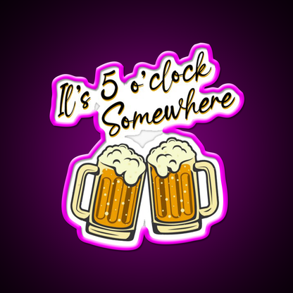 Its 5 Oclock Somewhere Cocktail Bar Decor Led Neon Sign Rgb Color - Neon sign mounted on wall in room