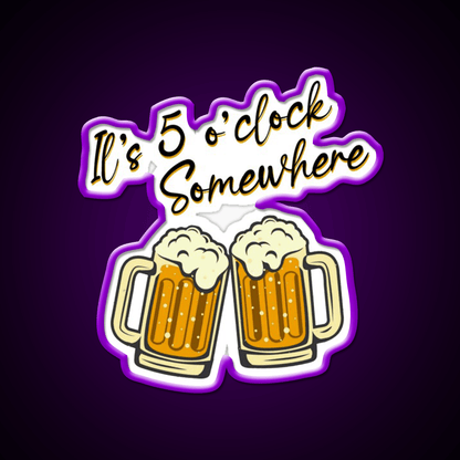 Its 5 Oclock Somewhere Cocktail Bar Decor Led Neon Sign Rgb Color - Shineneon