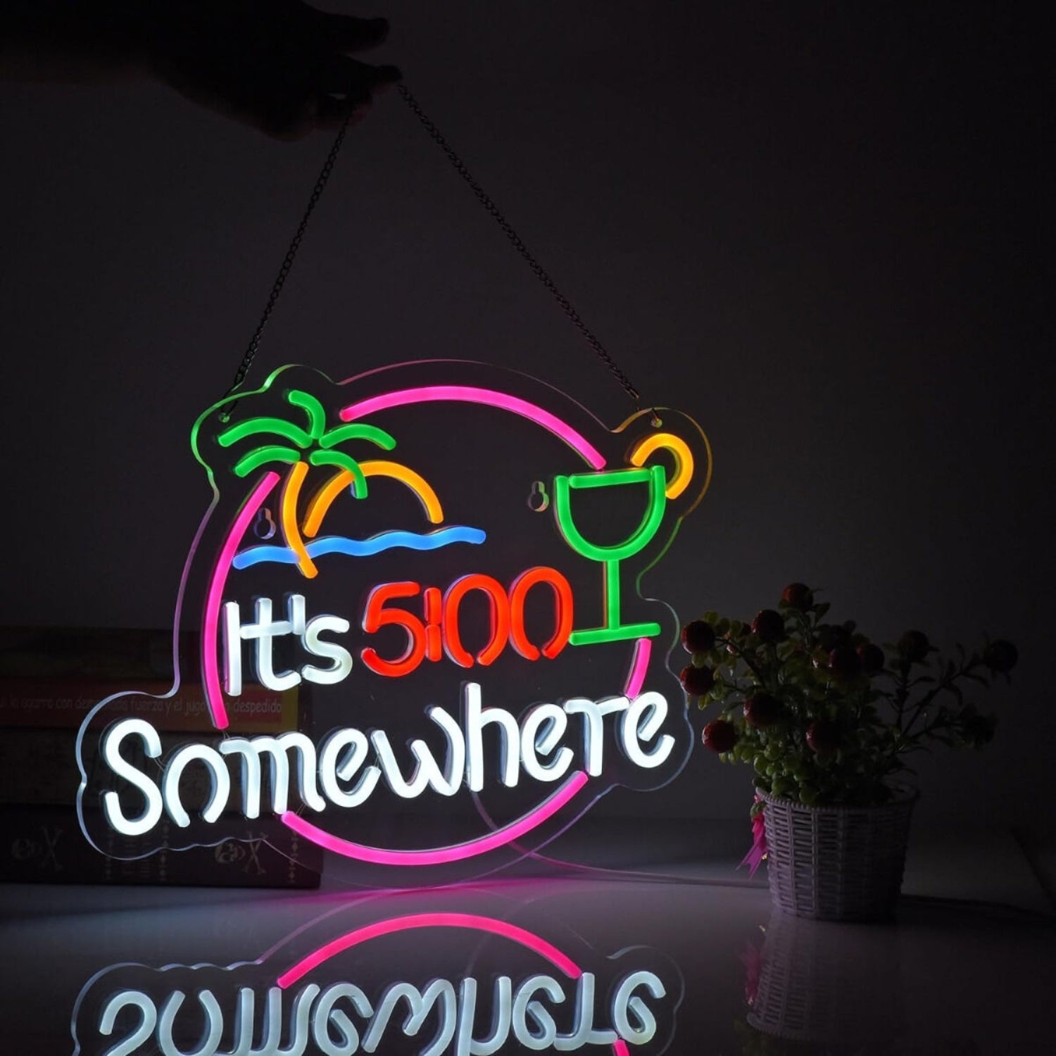 Its 5 Oclock Somewhere Green Coconut Beach Led Neon Sign | Shineneon