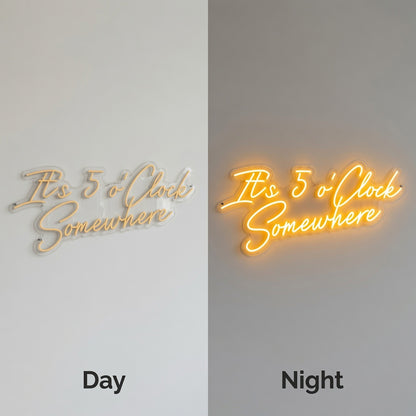 It's 5 O'clock Somewhere LED Neon Sign Wall Neon Sign - 06 Day Night Comparison