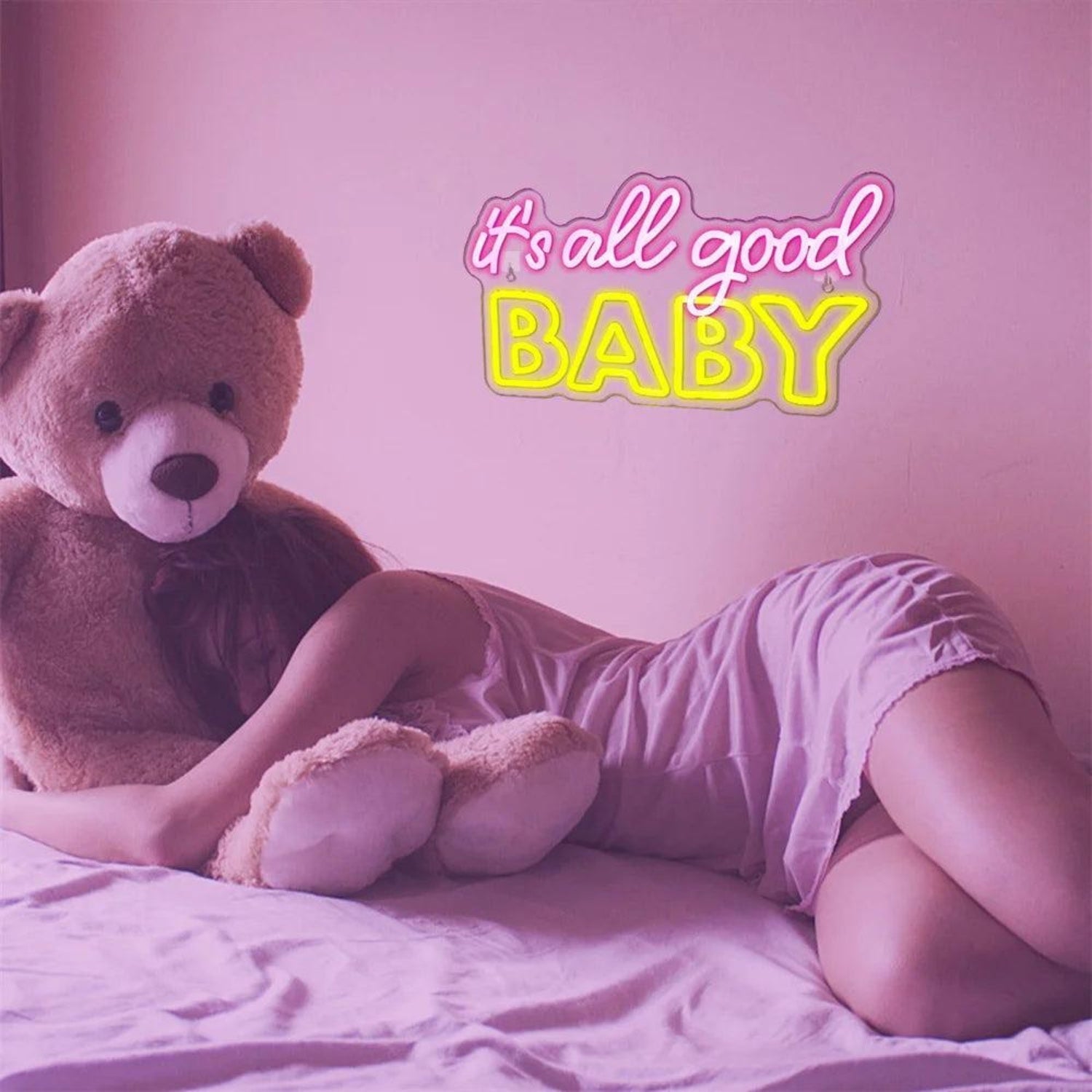 Its All Good Baby Pink Yellow Led Neon Sign Indoor Wall Art Decor - Shineneon