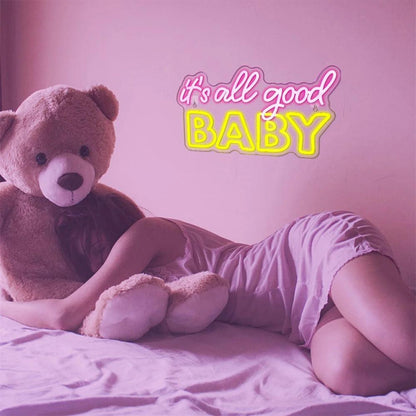 Its All Good Baby Pink Yellow Led Neon Sign Indoor Wall Art Decor - Shineneon