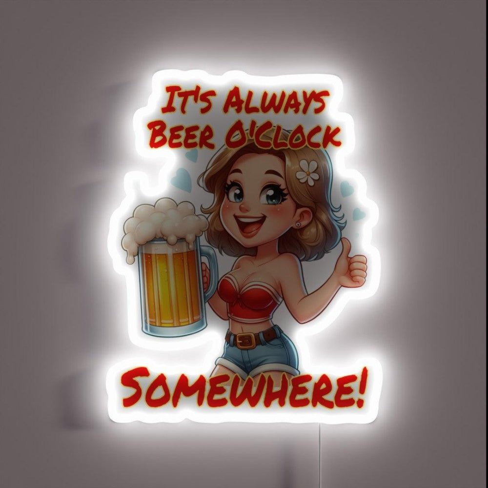 Its Always Beer Time Somewhere Rgb Led Neon Sign Bar Decor - Shineneon