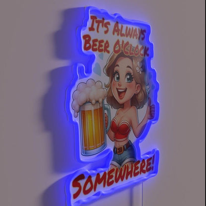 Its Always Beer Time Somewhere Rgb Led Neon Sign Bar Decor - Shineneon