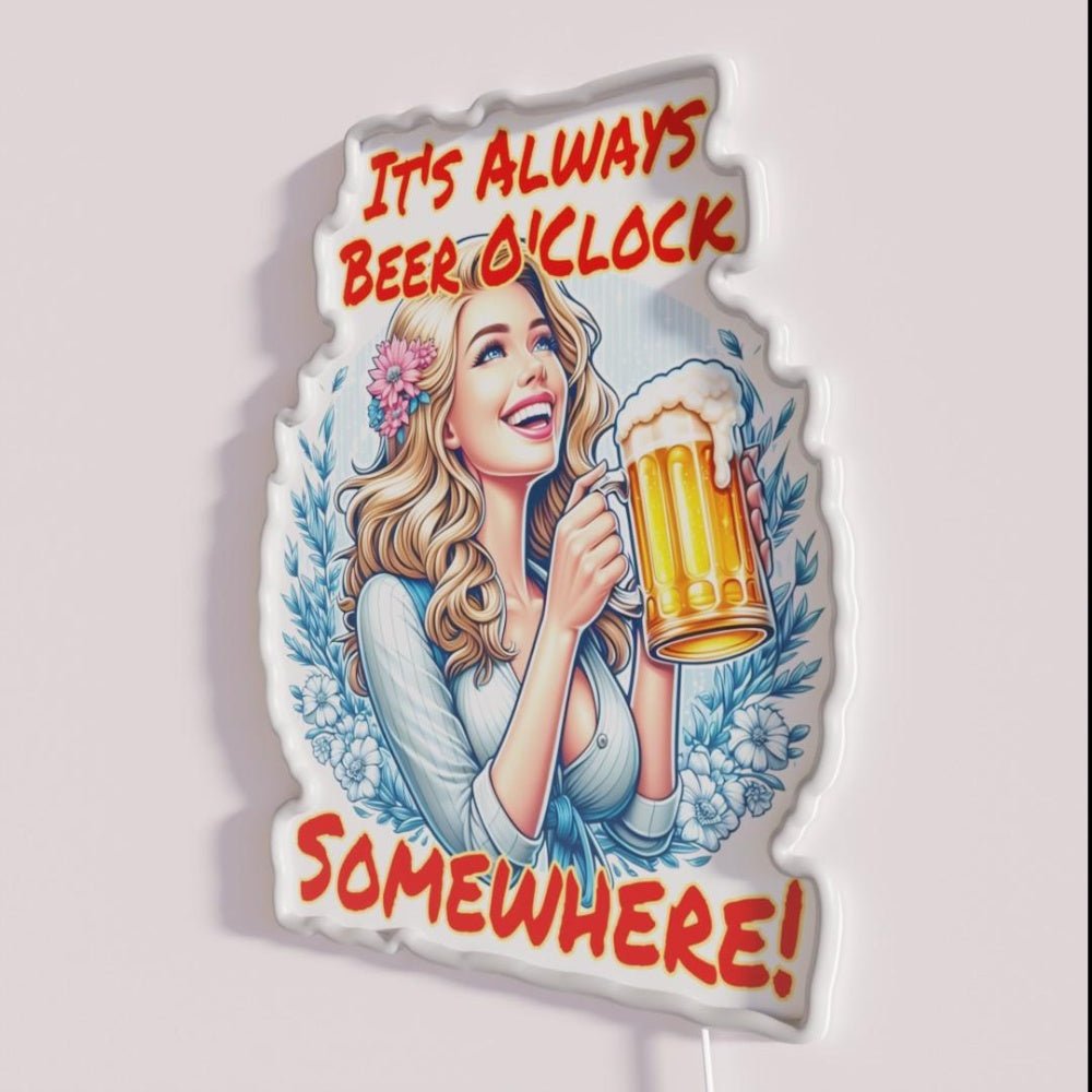 Its Always Beer Time Somewhere Rgb Led Neon Sign Bar Wall Decor - Shineneon