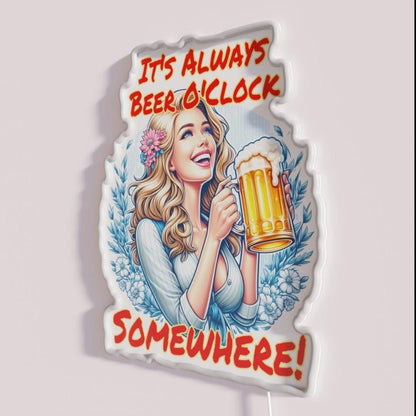 Its Always Beer Time Somewhere Rgb Led Neon Sign Bar Wall Decor - Shineneon