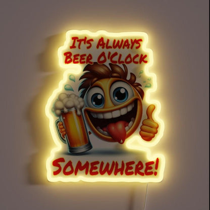 Its Always Beer Time Somewhere Rgb Led Neon Sign Restaurant Wall Art - Shineneon