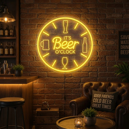 It's Beer Clock LED Neon Sign - 03 Real Lifestyle Scene