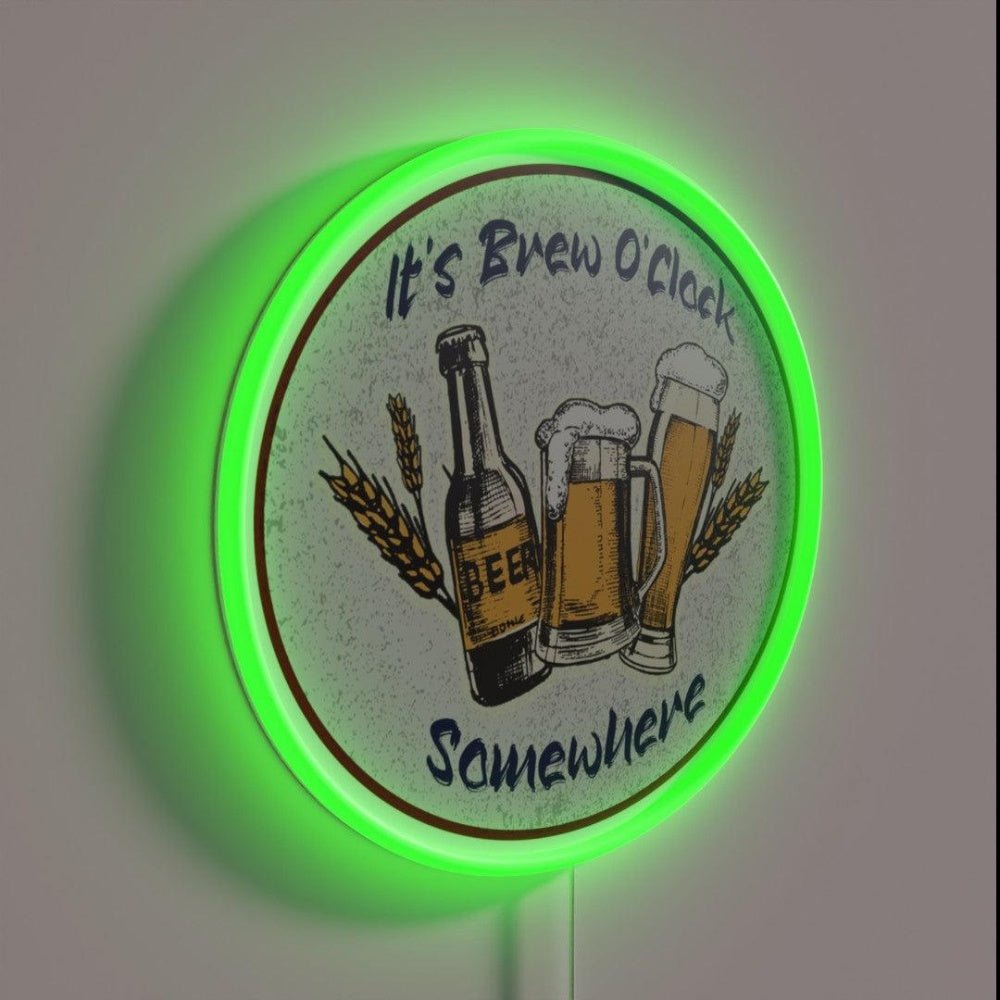 Its Brew Time Somewhere Distressed Rgb Led Neon Sign - Shineneon