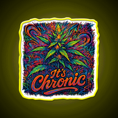 Its Chronic Psychedelic Explosion Hemp Inspired Green Leaf Led Neon Sign Rgb Color - Custom LED neon sign front view