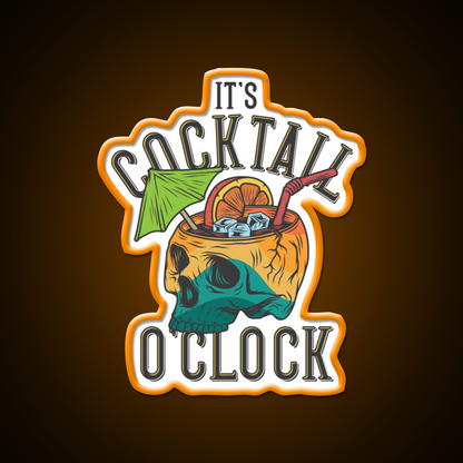 Its Cocktail Oclock Skull Drink Poster Cocktail Bar Decor Led Neon Sign Rgb Color - LED neon sign view 6
