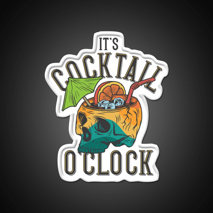Its Cocktail Oclock Skull Drink Poster Cocktail Bar Decor Led Neon Sign Rgb Color - Shineneon