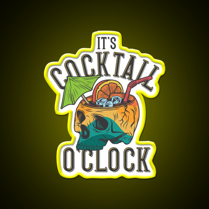 Its Cocktail Oclock Skull Drink Poster Cocktail Bar Decor Led Neon Sign Rgb Color - LED neon sign view 7
