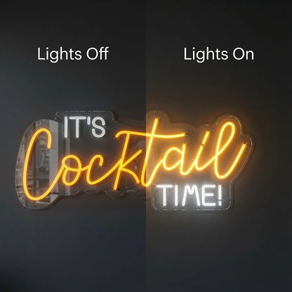 It's Cocktail Time LED Neon Sign - 06 Day Night Comparison